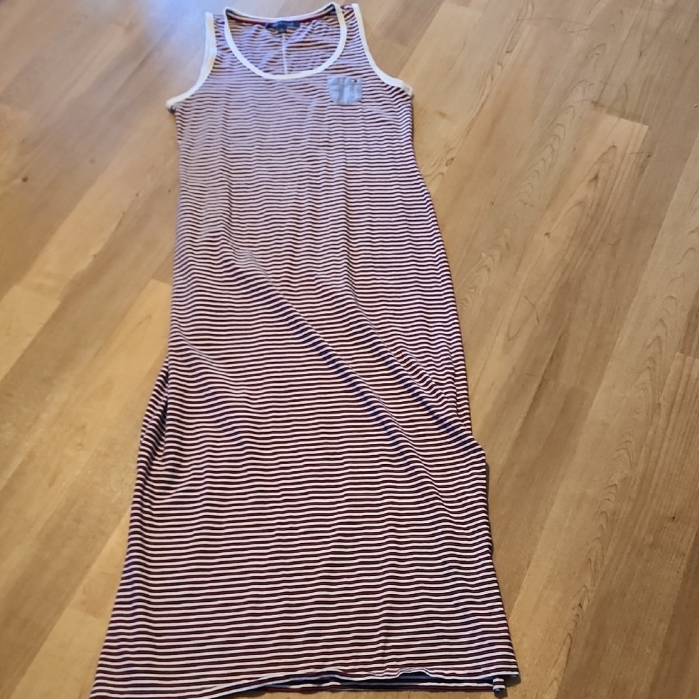 Tommy Hilfiger Red and White Striped Maxi Dress